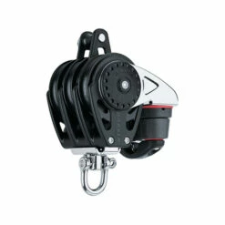 Harken 75mm Carbo Großschotblock - Dreischeibig Mit Wirbelschäkel, Hundsfott Und Klemme
