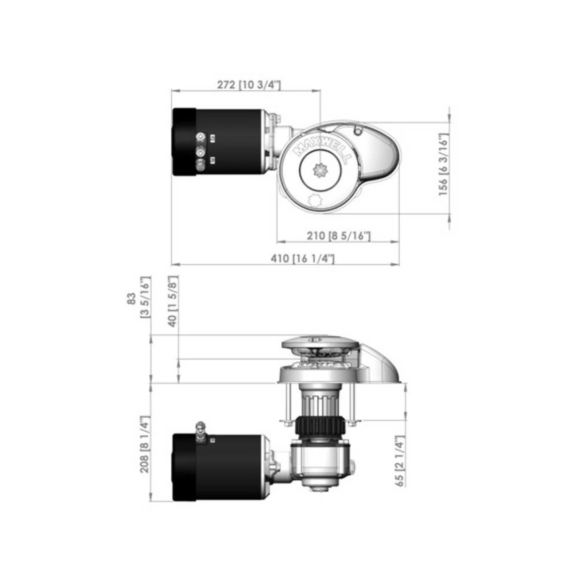 Maxwell Verti. Ankerwinde Ohne Spill RC8-8, 12V – Bild 2